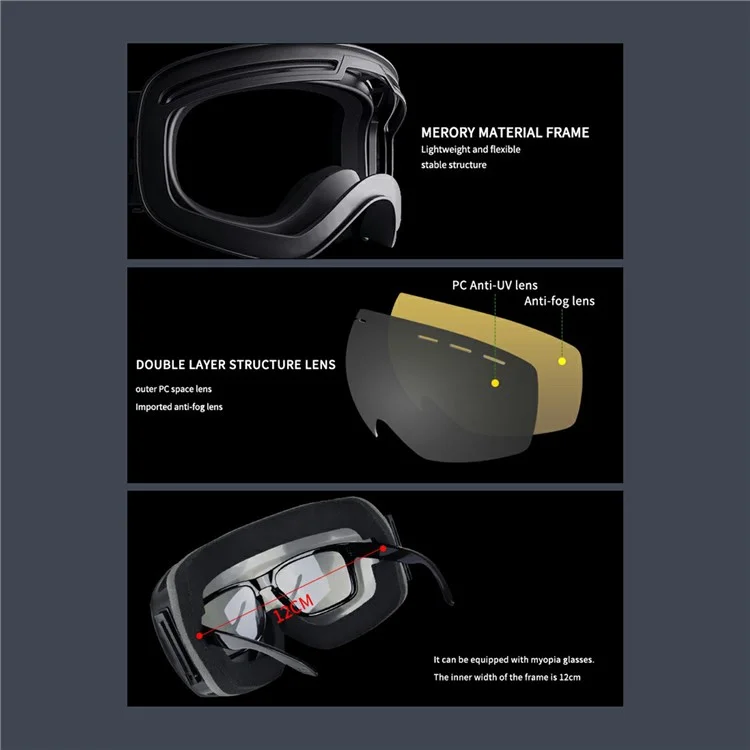 OBAOLAY H019 Double Layer Anti-fog Ski Goggles Windproof Sandproof Ski Glasses with Storage Box - Style P