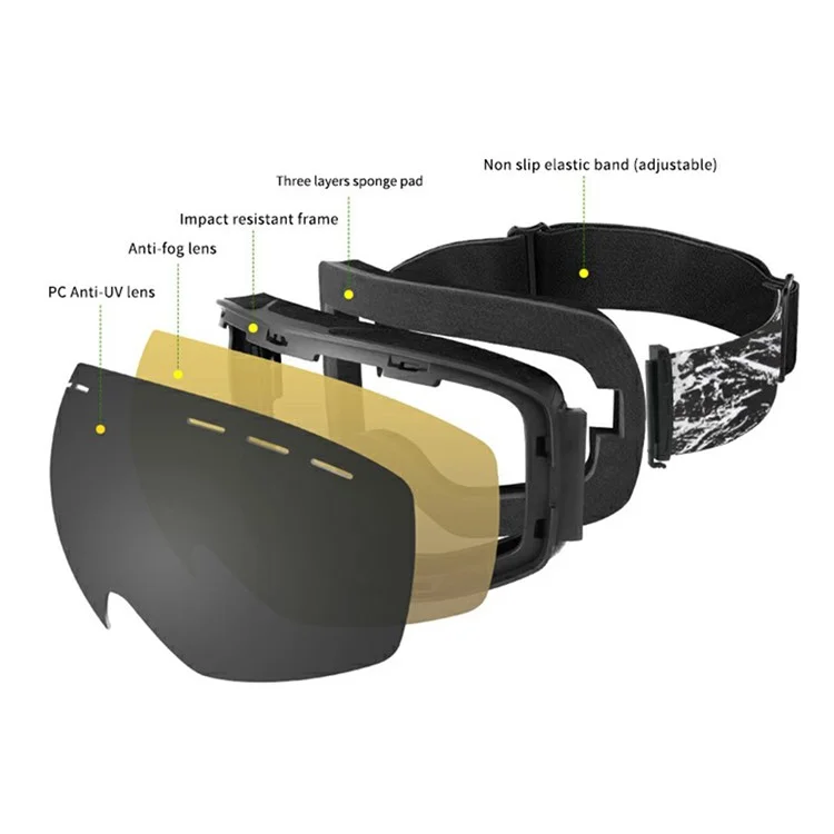 OBAOLAY H019 Double Layer Anti-fog Ski Goggles Windproof Sandproof Ski Glasses with Storage Box - Style P