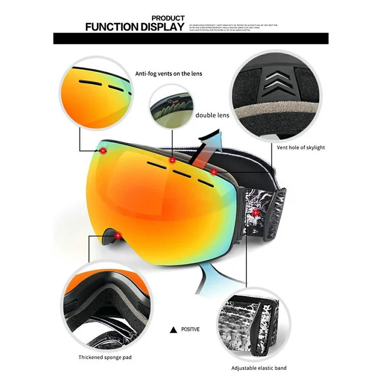 OBAOLAY H019 Double Layer Anti-fog Ski Goggles Windproof Sandproof Ski Glasses with Storage Box - Style P
