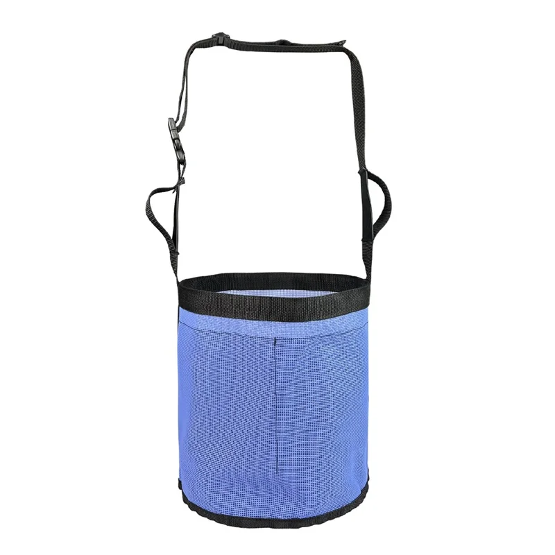 Borsa Porta Mangime per Cavalli Regolabile in PVC a Rete Anti-Spargimento per Esterno - Blu