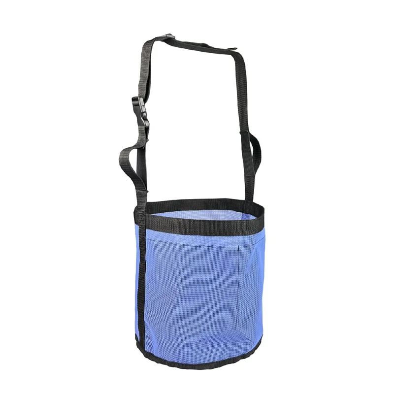 Borsa Porta Mangime per Cavalli Regolabile in PVC a Rete Anti-Spargimento per Esterno - Blu