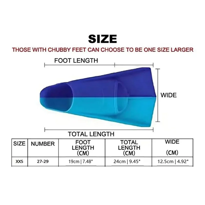 1 Pair Silicone Swim Fins Training Flippers Men Women Swimming Diving Equipment, XXS for 30-32 Shoe Size - Black
