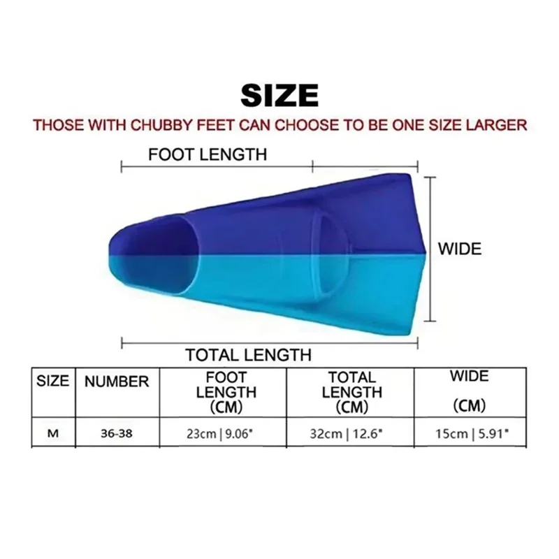 1 Pair Silicone Swim Fins Training Flippers Men Women Swimming Diving Equipment, M for 39-41 Shoe Size - Light Blue