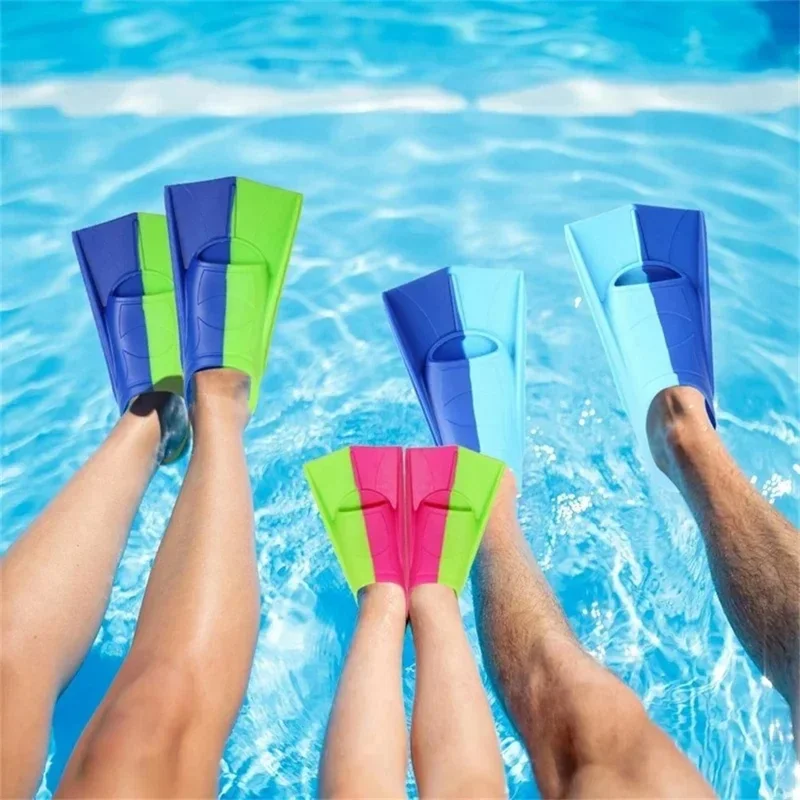 1 Pair Silicone Swim Fins Training Flippers Men Women Swimming Diving Equipment, L for 42-44 Shoe Size - Pink+White
