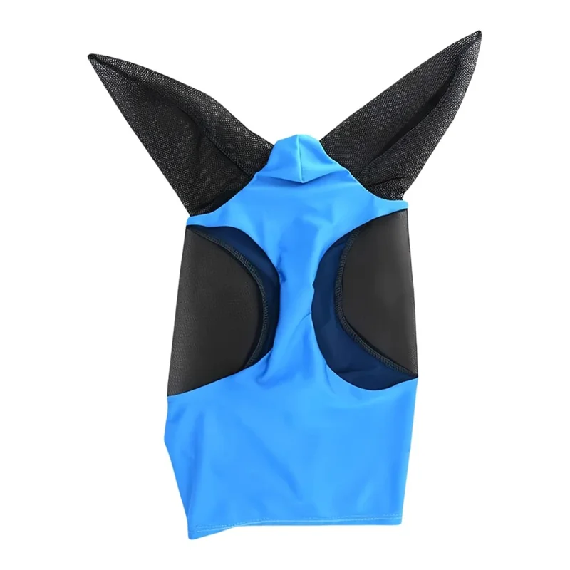 Máscara Anti-Mosca para Cavalo com Design de Malha Ajustável e Elástica, Proteção contra Insetos e Protetor UV Respirável - Azul