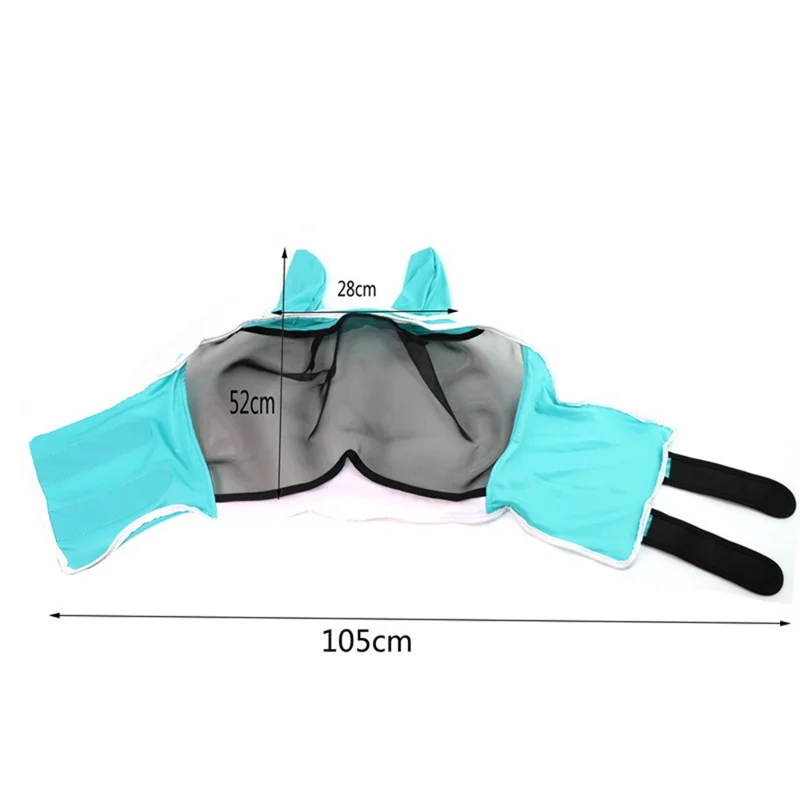 Masque anti-moustiques et mouches respirant pour cheval, taille L, avec sangle à bande magique - Noir