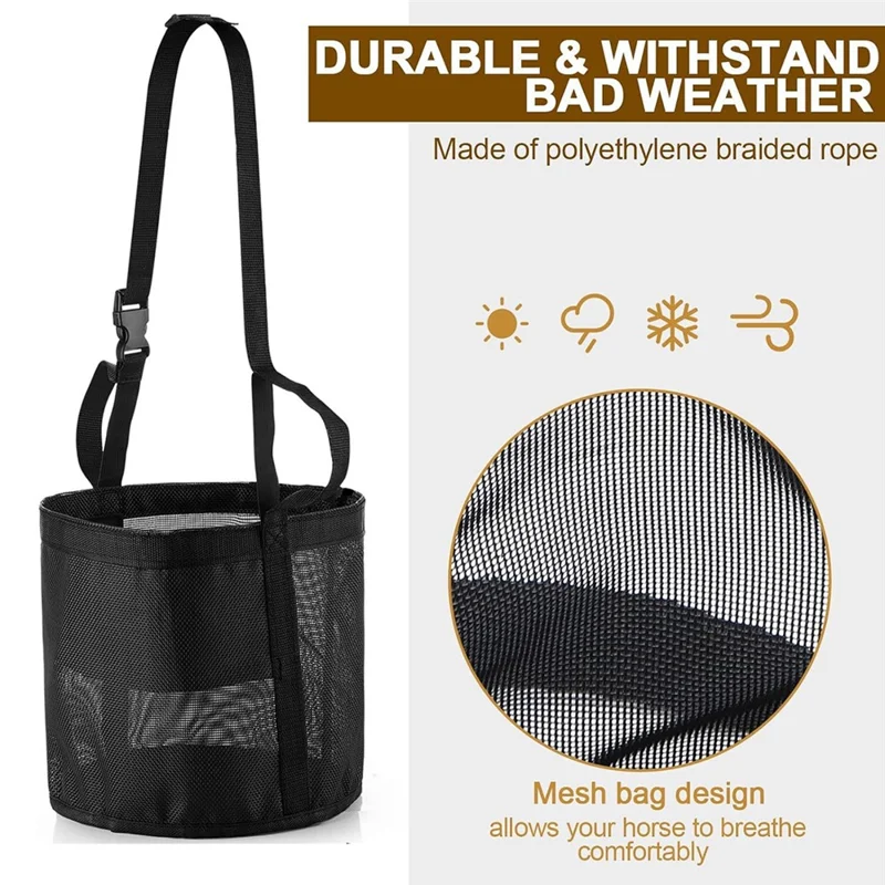 Size L Horse Hay Feeder Bag Adjustable Portable Mesh Design Nylon Hay Feeding Bag for Equestrian Travel
