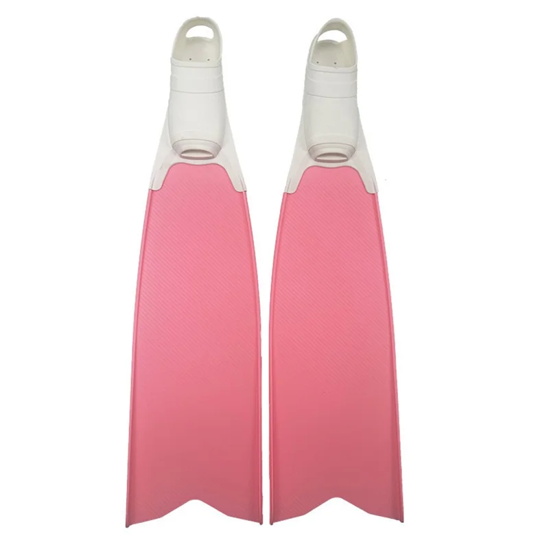 1 Par de Nadadeiras Longas para Mergulho Livre com Lâminas de PP Substituíveis, Bolsa para os Pés em TPR Reforçada e Antiderrapante, para Tamanho de Sapato 41-42 - Branco / Rosa