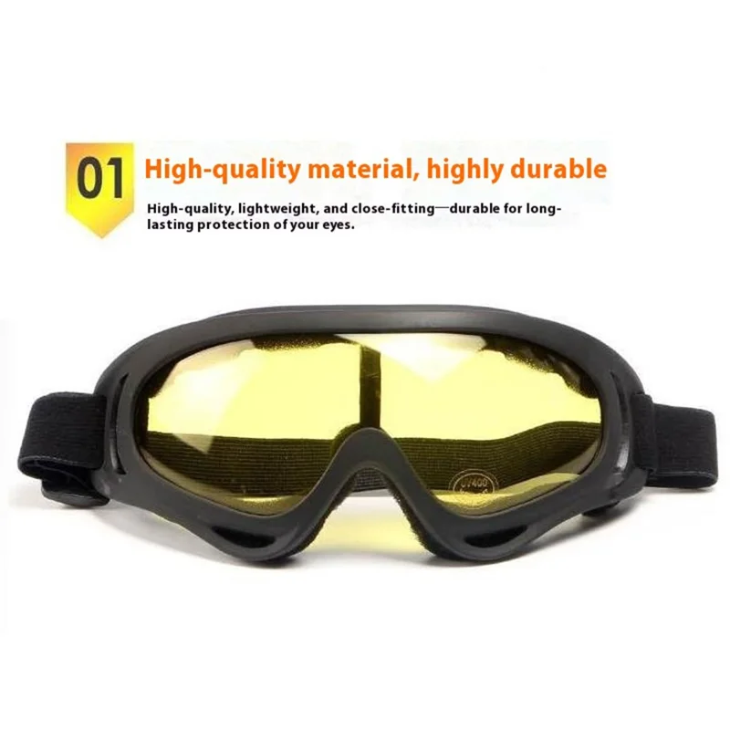 Lunettes tactiques X400 pour le plein air, la conduite de moto, le ski, protection des yeux contre le vent - Lentilles jaunes