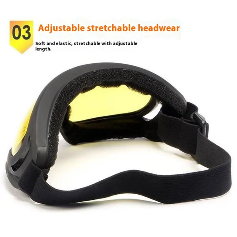 X400 Tactical Goggles Outdoor Motorcycle Riding Skiing Windproof Eye Protection Glasses - Black Lens