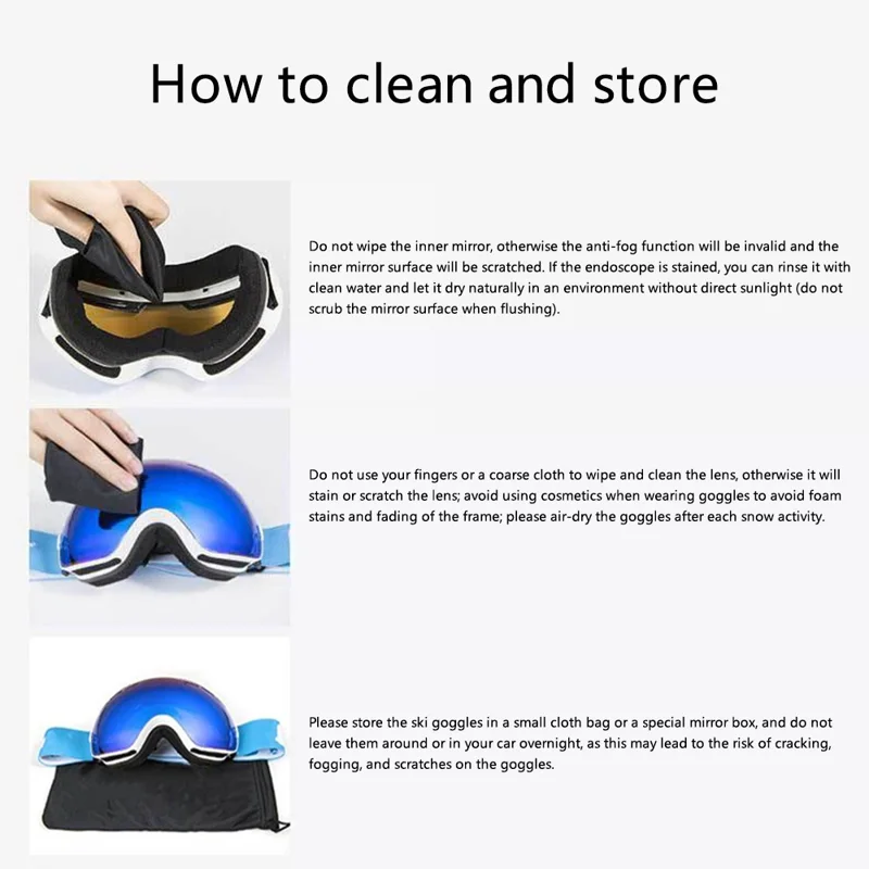 BLOCK MAN 218 Outdoor Skiing Goggles TPU Frame+PC Lens Glasses Goggles with Strap for Snowboarding - White / Blue