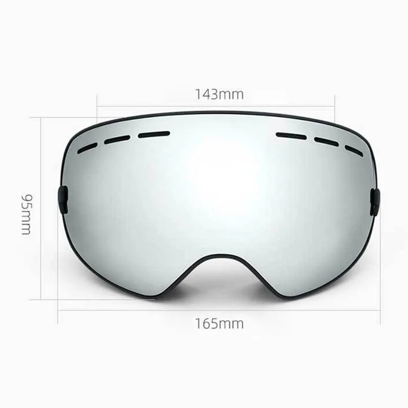 BLOCK MAN 218 Outdoor Skiing Goggles TPU Frame+PC Lens Glasses Goggles with Strap for Snowboarding - White / Blue