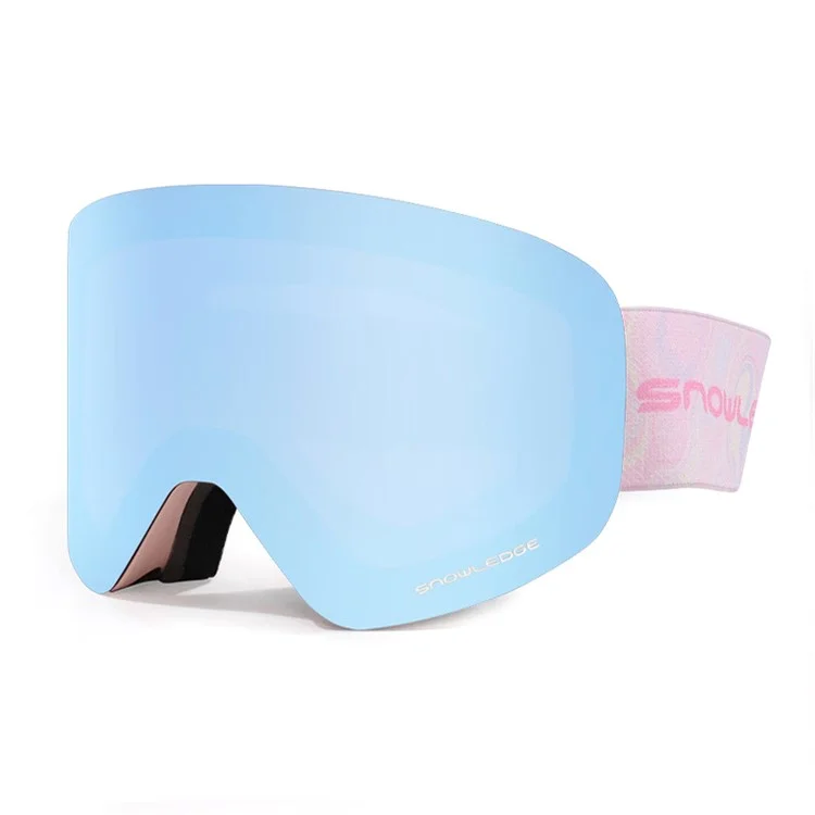 SNOWLEDGE HB-197B Sports Magnetic Ski Goggles Boardless Double Layer Anti-Fog Ski Glasses Skiing Gear - Baby Blue