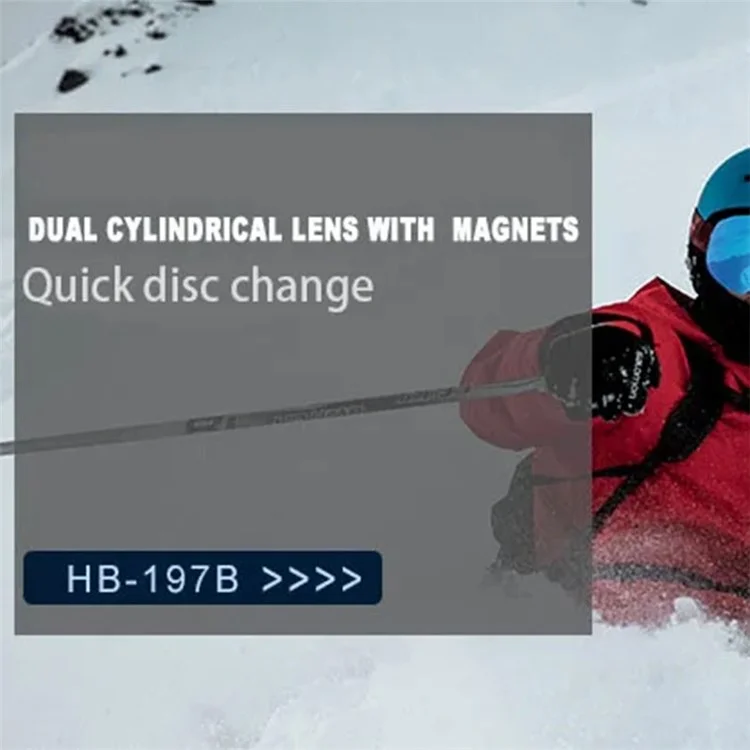 SNOWLEDGE HB-197B Sports Magnetic Ski Goggles Boardless Double Layer Anti-Fog Ski Glasses Skiing Gear - Baby Blue