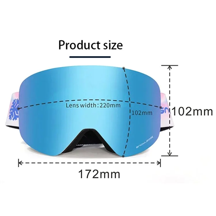 SNOWLEDGE HB-197B Sports Magnetic Ski Goggles Boardless Double Layer Anti-Fog Ski Glasses Skiing Gear - Baby Blue