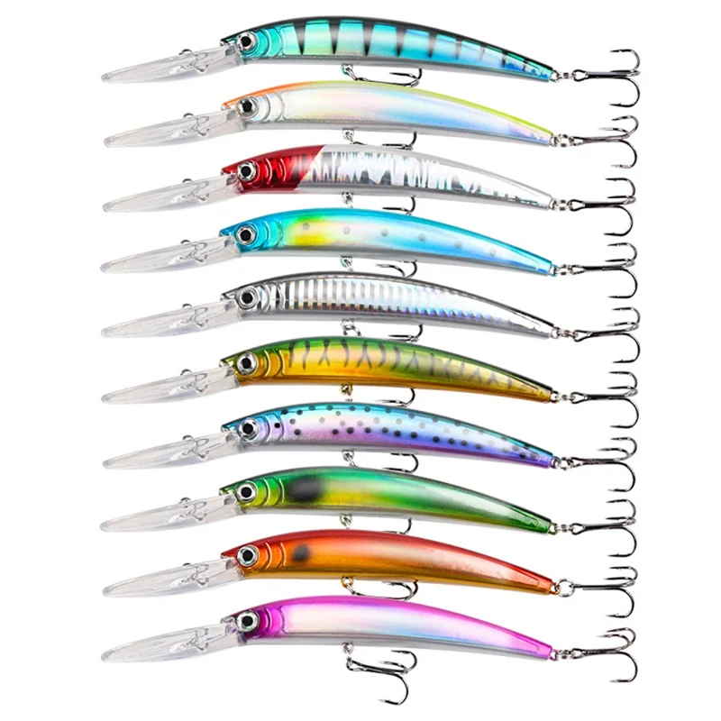 Leurre de pêche XY-118 Bait 3D Imitation Vie-like Hard ABS Minnow Crankbait Swimbait - Noir+Bleu