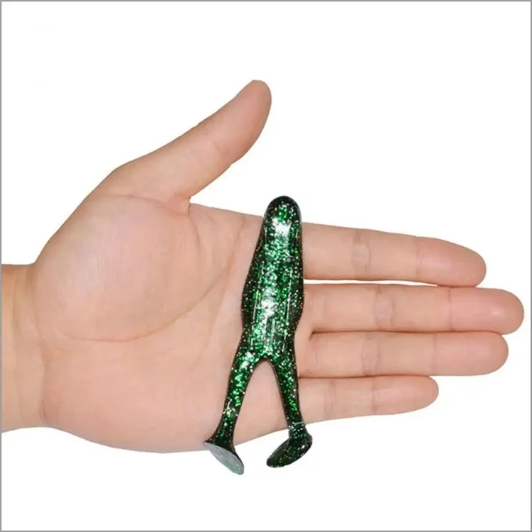 2Pcs 10.5cm Soft PVC Artificial Lure Simulation Frog Bait Fishing Tackle - Blackish Green