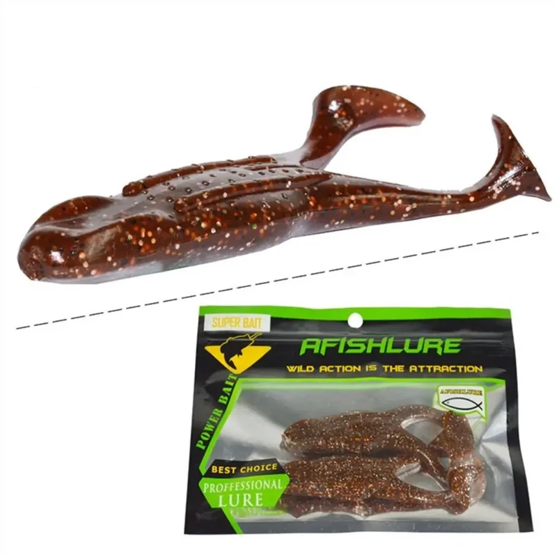 2Pcs 10.5cm Soft PVC Artificial Lure Simulation Frog Bait Fishing Tackle - Wine Red