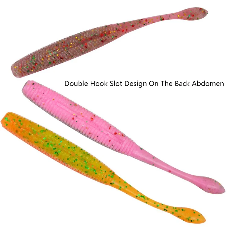 5PCS 9,5cm Simulation Worm Fishing Lure Fishing Bait Artificial Worm Lures - Motor Oil Color