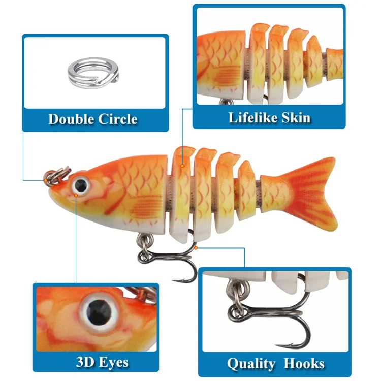 XY-334 Colorful Six-section ABS Bionic Fish Bait Single Hook Lifelike Fishing Lure for River Sea - Type 1