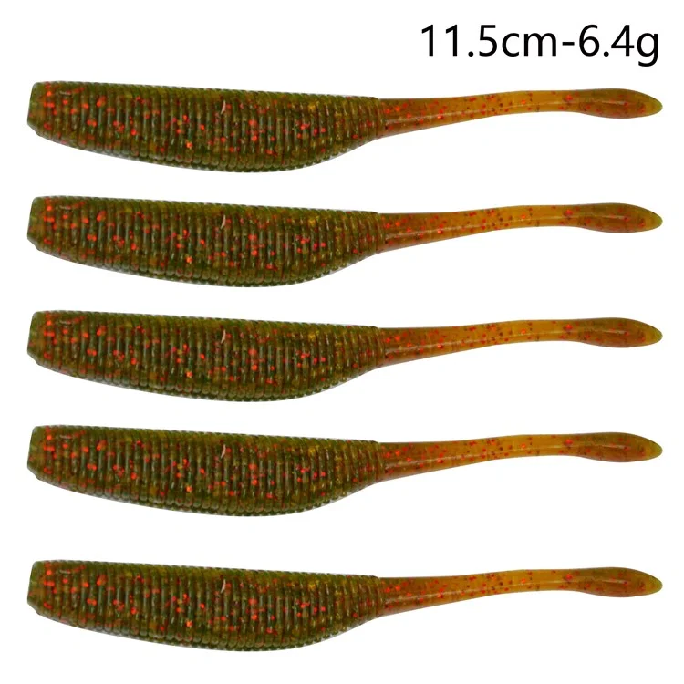 5PCS Simulation Worm Fishing Lure 11.5cm Fishing Bait Artificial Worm Lures - Motor Oil Color