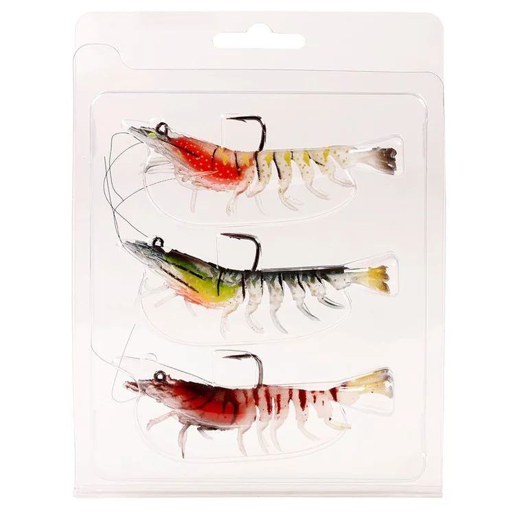 3PCS 9cm Luminous Lead Coating Shrimp Lure 12g Soft Baits Fishing Tackles - Style A