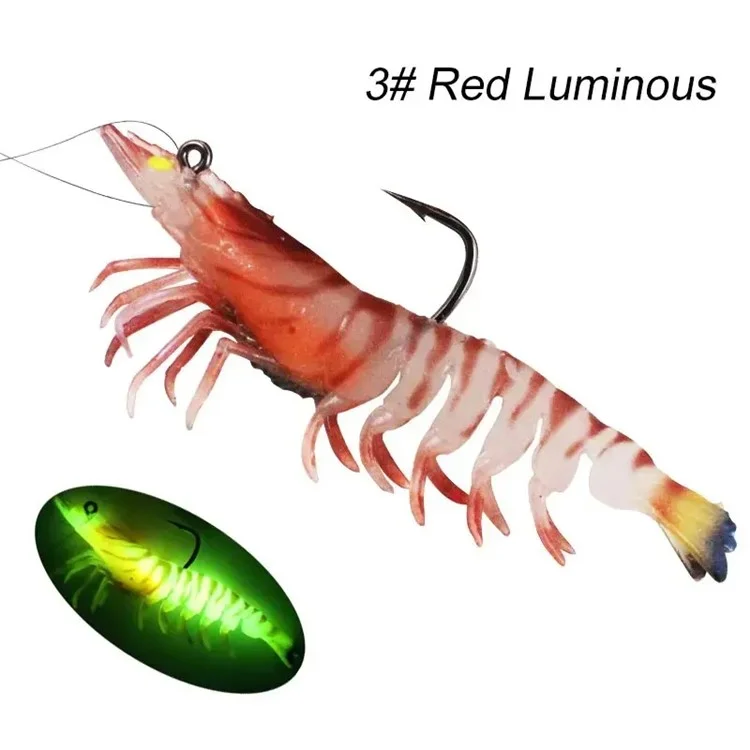 3PCS 9cm Luminous Lead Coating Shrimp Lure 12g Soft Baits Fishing Tackles - Style A