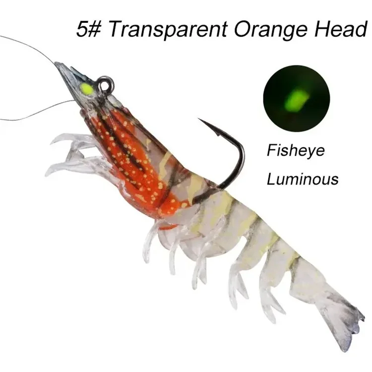 3PCS 9cm Luminous Lead Coating Shrimp Lure 12g Soft Baits Fishing Tackles - Style A