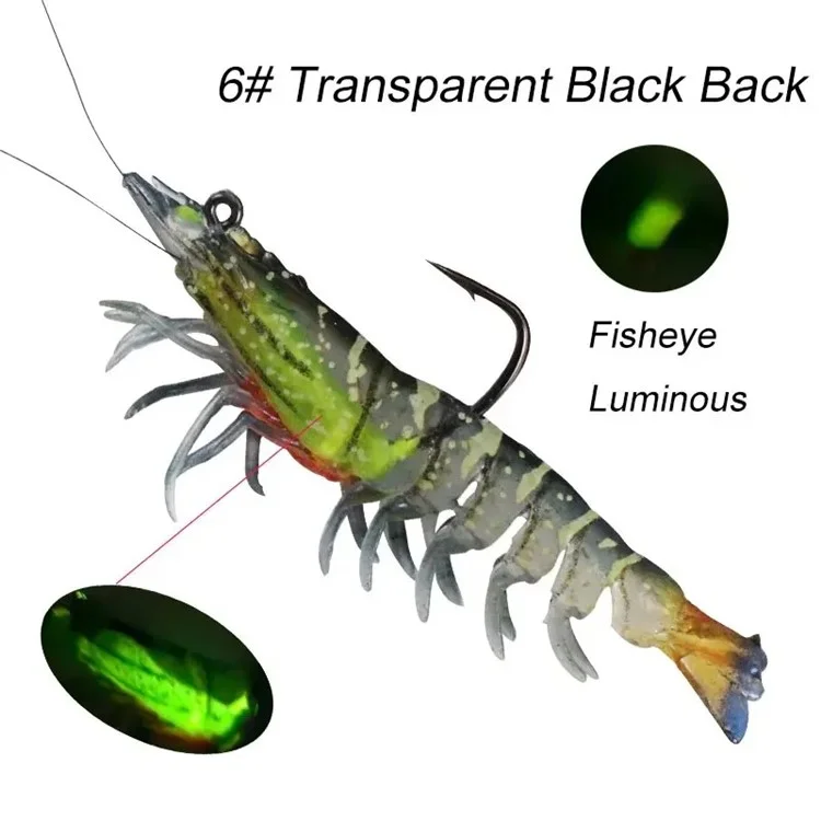 3PCS 9cm Luminous Lead Coating Shrimp Lure 12g Soft Baits Fishing Tackles - Style A