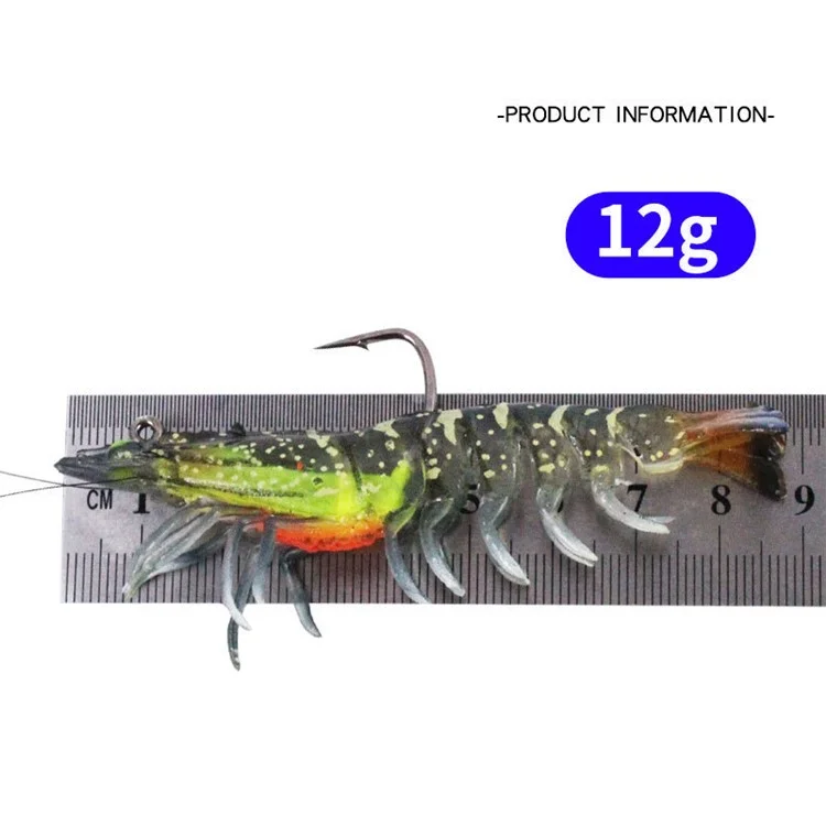 3PCS 9cm Luminous Lead Coating Shrimp Lure 12g Soft Baits Fishing Tackles - Style A