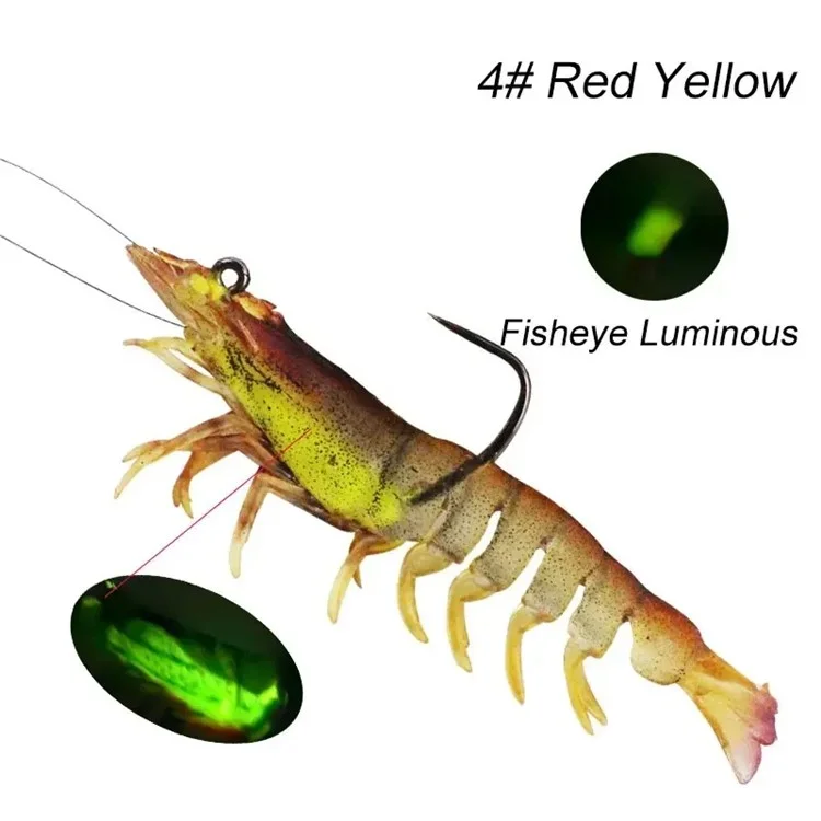 3PCS 9cm Luminous Lead Coating Shrimp Lure 12g Soft Baits Fishing Tackles - Style A