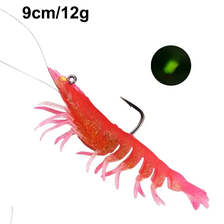 9cm Luminous Lead Coating Shrimp Lure 12g Soft Bait Fishing Tackle with Hook - 1