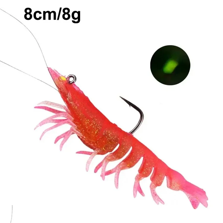 8cm Luminous Lead Coating Shrimp Lure 8g Soft Bait Fishing Tackle with Hook - 1