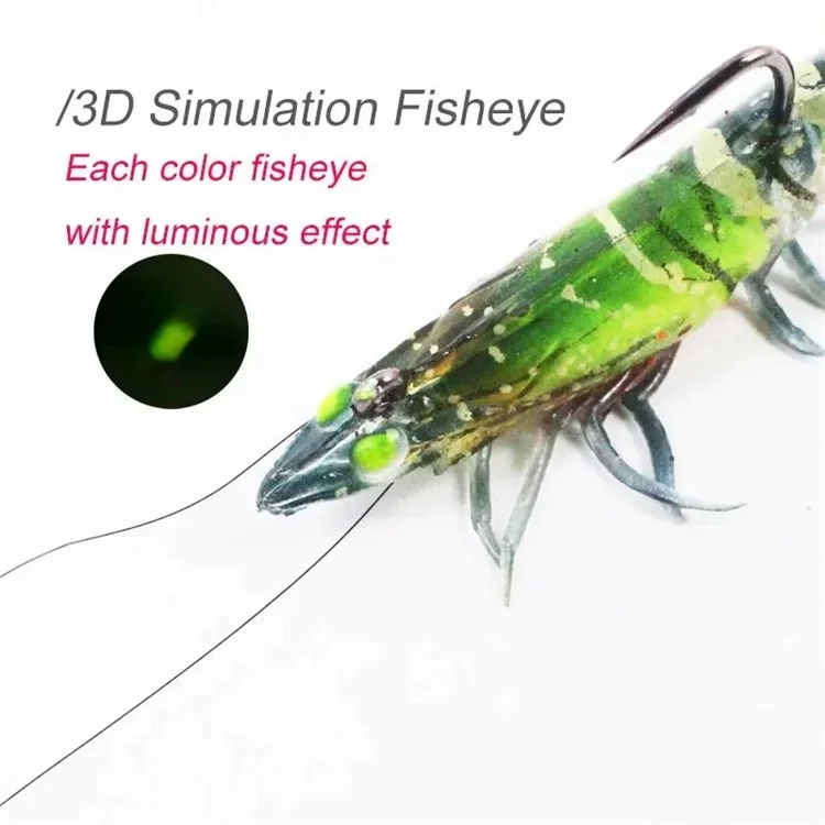 8cm Luminous Lead Coating Shrimp Lure 8g Soft Bait Fishing Tackle with Hook - 5