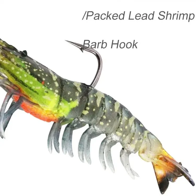 8cm Luminous Lead Coating Shrimp Lure 8g Soft Bait Fishing Tackle with Hook - 5