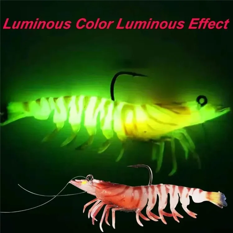 8cm Luminous Lead Coating Shrimp Lure 8g Soft Bait Fishing Tackle with Hook - 5