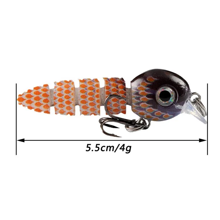 5PCS Esche da Pesca Dure a 5 Sezioni con Aspetto Realistico di Pesce e Scatola di Stoccaggio - Colori Misti