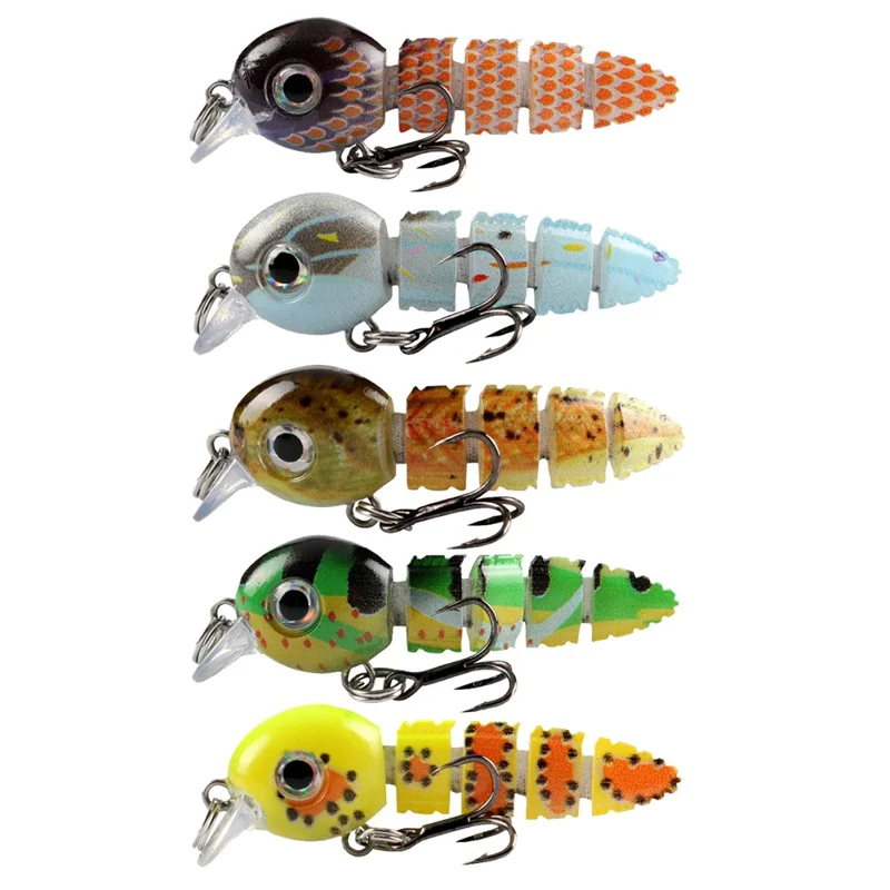 5-Section Fishing Lure Hard Bait Multi Jointed Sinking Lifelike Fish Crankbait - Style A
