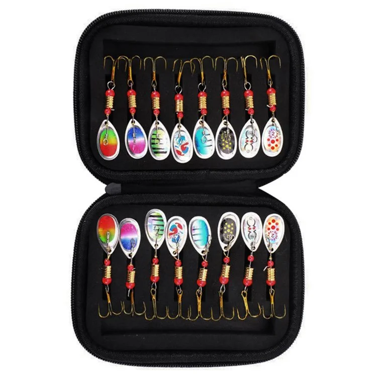 16Pcs 3g Metal Spinner Bait Fishing Lure Artificial Spinner Bait with Storage Bag - Style A