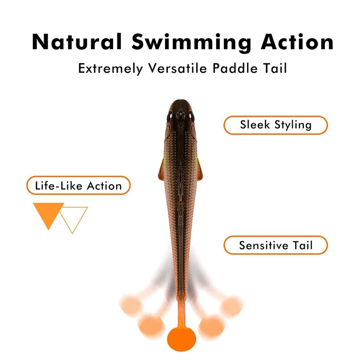 Set da 6 pezzi / Set da 9 cm 12 g Esche per pesca con esca morbida preassemblata Jig Head Paddle Tail Swim Fish