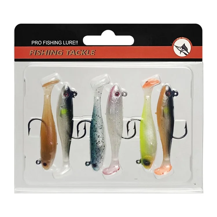 Set da 6 pezzi / Set da 9 cm 12 g Esche per pesca con esca morbida preassemblata Jig Head Paddle Tail Swim Fish