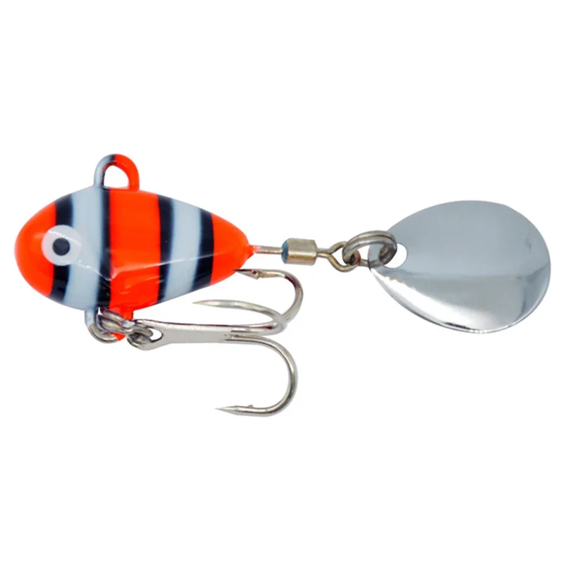10g Mini VIB Fishing Lure Metal Spoon Fishing Crankbait Vibration Spinner Fish Bait - Stripe Orange