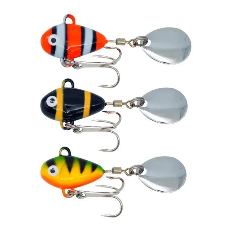 10g Mini VIB Fishing Lure Metal Spoon Fishing Crankbait Vibration Spinner Fish Bait - Stripe Blue