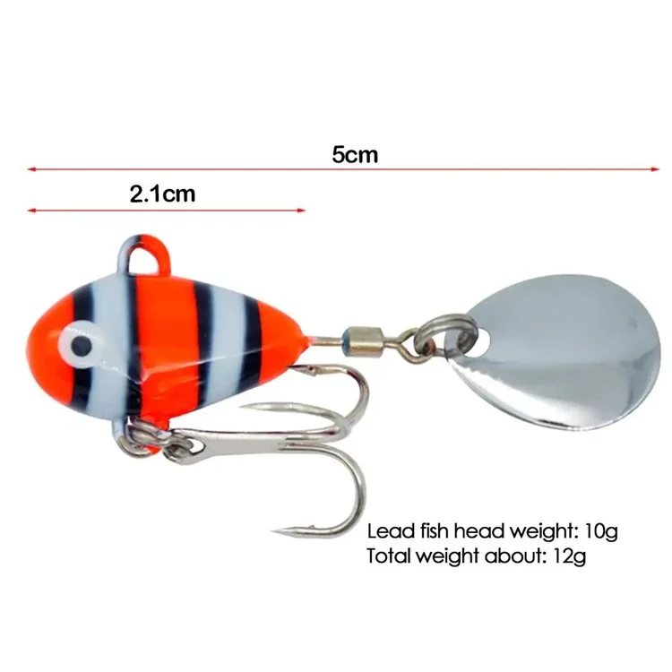 10g Mini VIB Fishing Lure Metal Spoon Fishing Crankbait Vibration Spinner Fish Bait - Stripe Blue