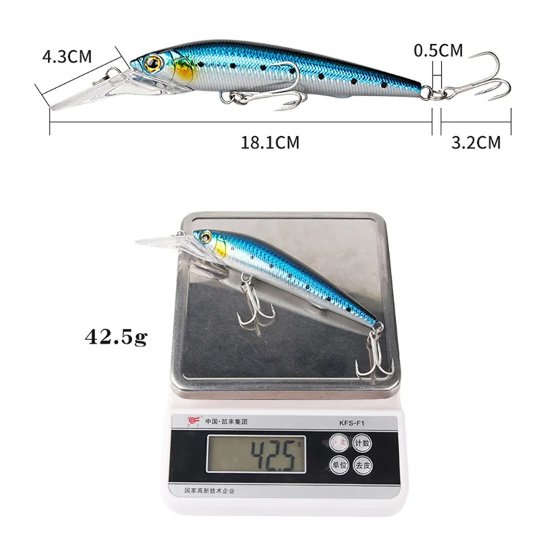 XY-617 Life-like Minnow Bait Fishing Lure Hard ABS Sinking Swimbait with Dual Hooks - Black+Blue