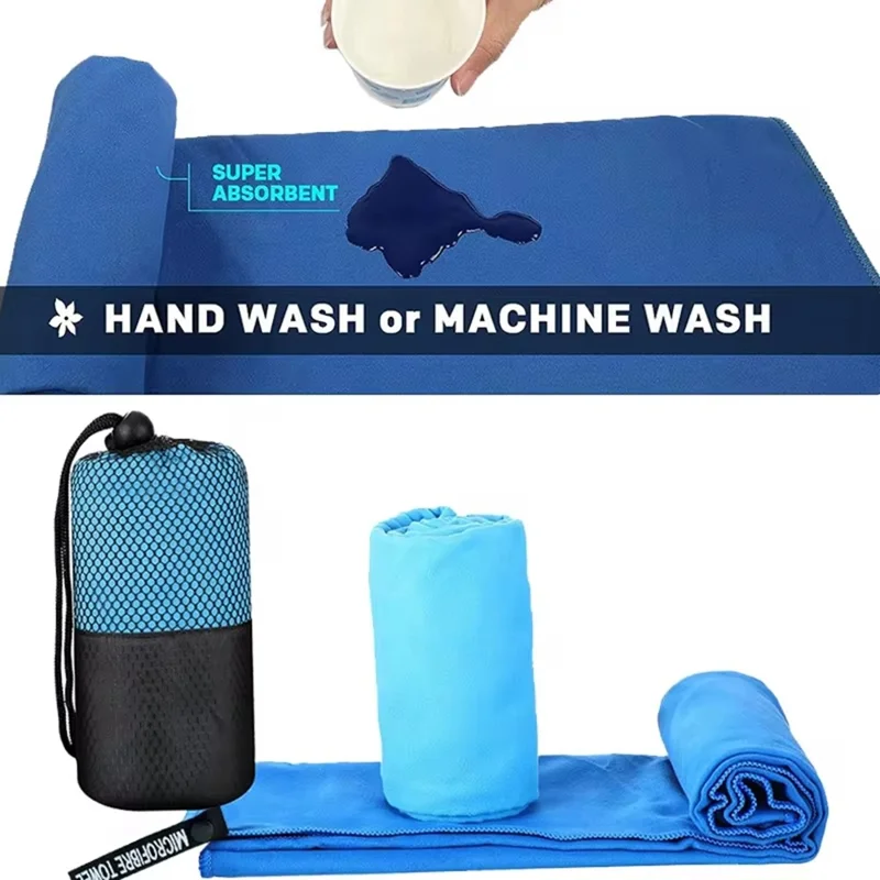 WY1003 50x110cm Double-Sided Quick-Drying Towel Microfiber Sports Fitness Yoga Beach Towel - Sky Blue
