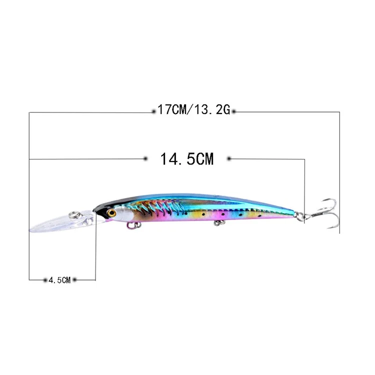 CH15 14.5cm 13.2g Laser Plastic Hard Bait Built-In Steel Ball Artificial Fishing Lure with Hook - Style 1