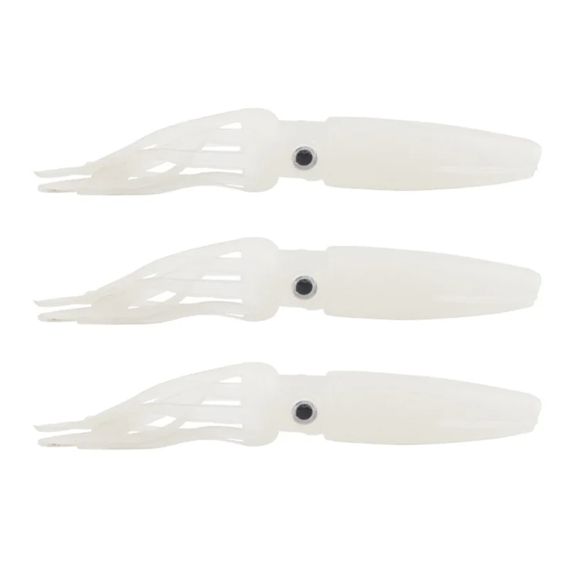 XY-334 3Pcs Realistic Silicone Long Tentacles Squid Fishing Lures Soft Artificial Fish Bait - White