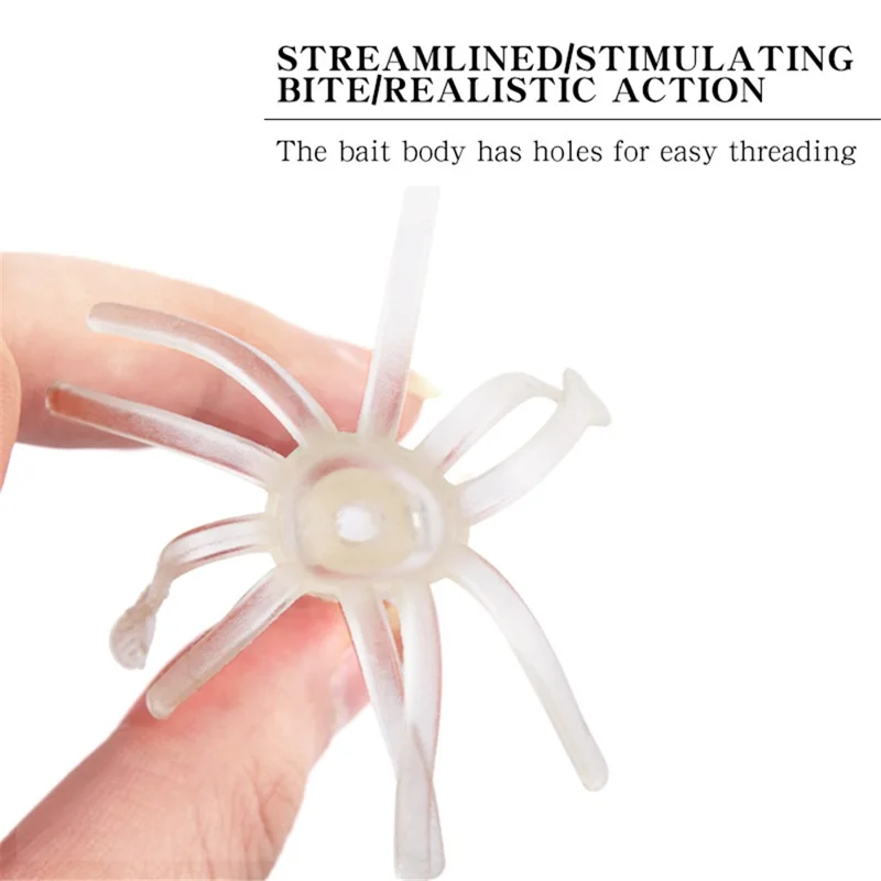 XY-334 3Pcs Realistic Silicone Long Tentacles Squid Fishing Lures Soft Artificial Fish Bait - White