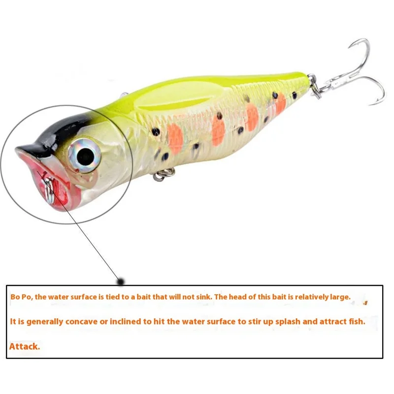 G52F 12cm 31.09g Artificial Plastic Popper Bait 3D Eyes Laser Fishing Lure with Hook - Style 1
